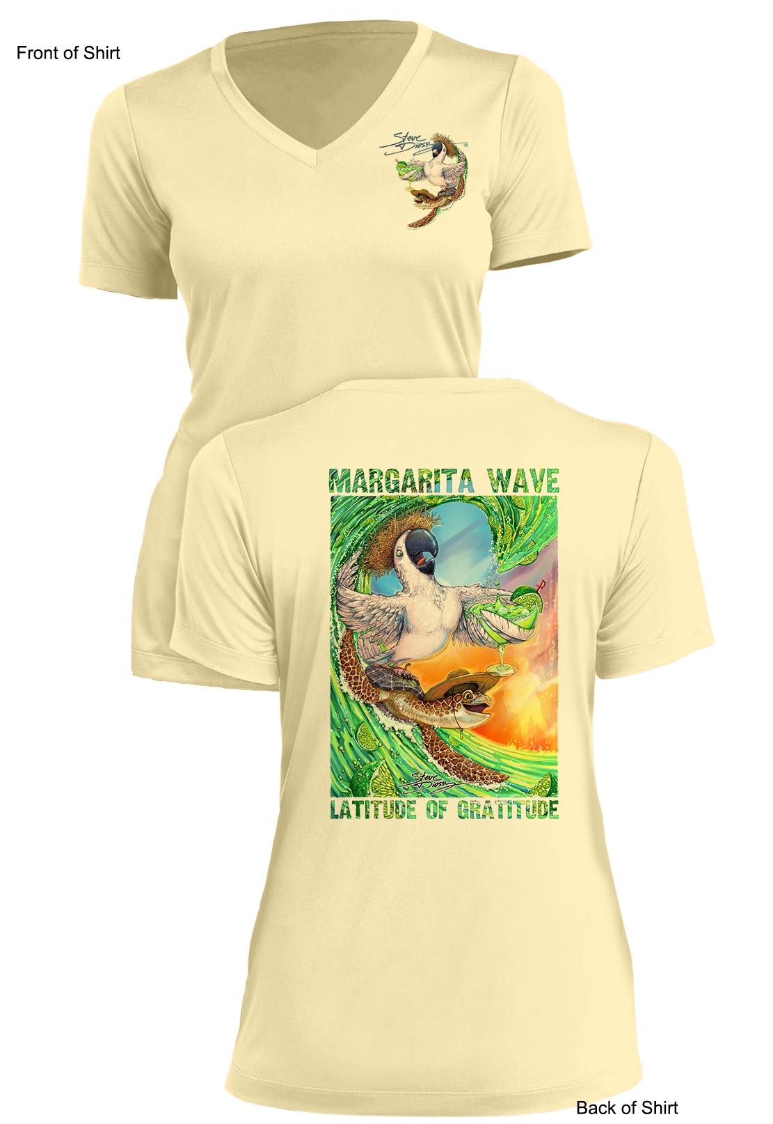 Margarita Wave - Ladies Short Sleeve V-Neck-100% Polyester